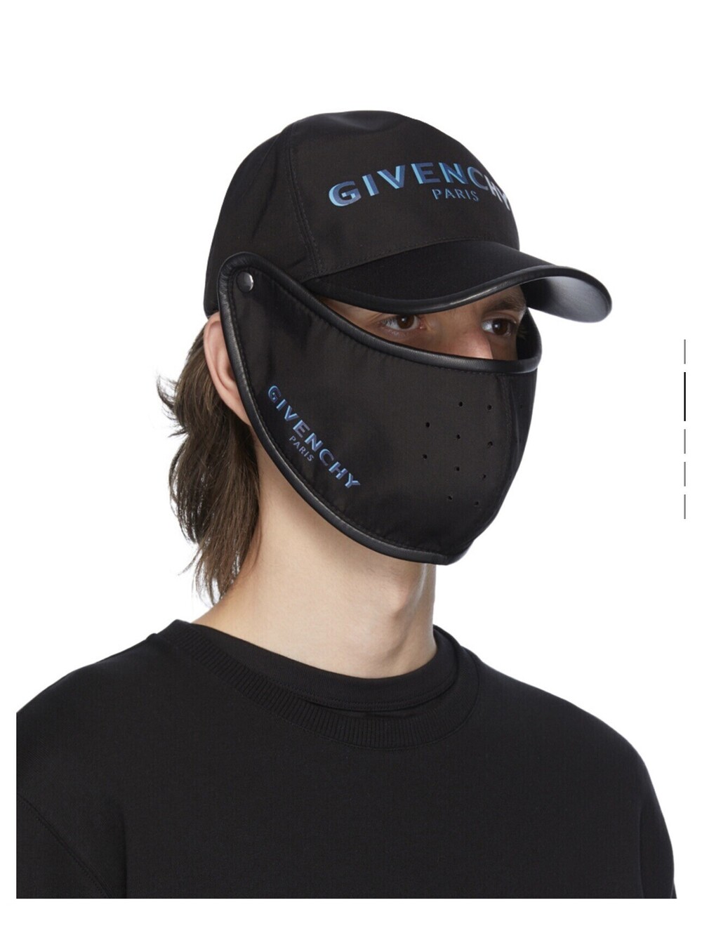 Givenchy Black Logo Baseball Cap with Detachable Face Mask